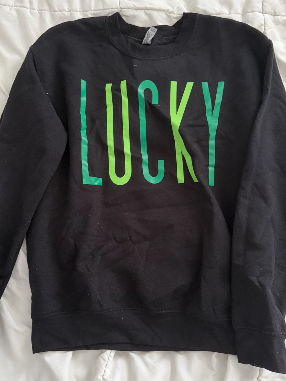 Small Shop Lucky Black Sweatshirt with Green Logo